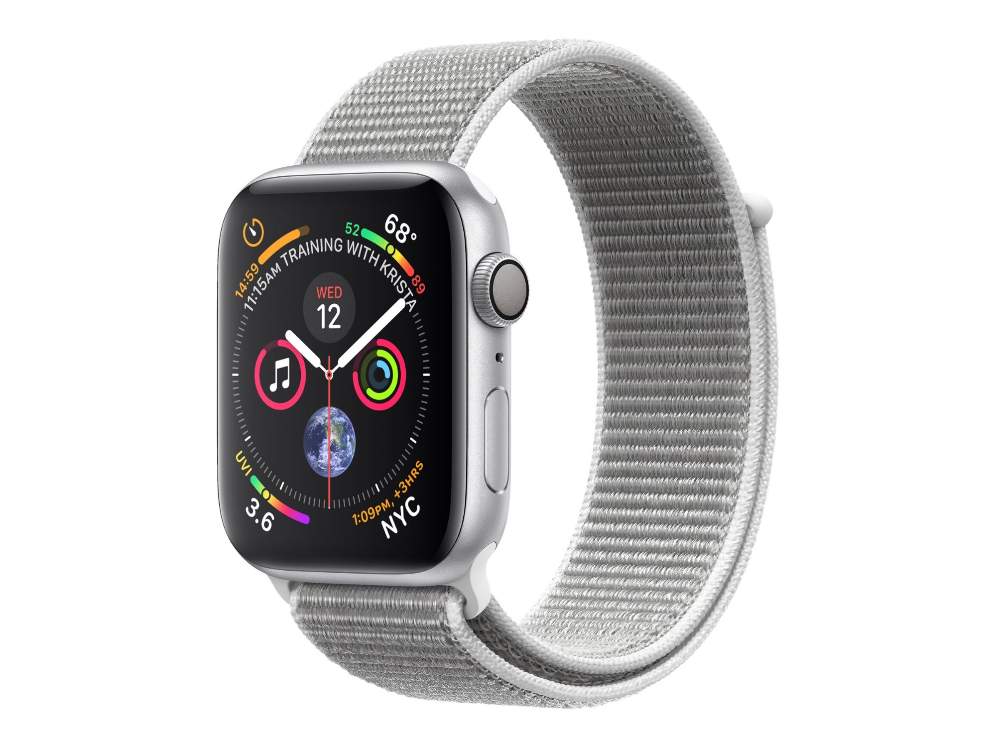 Apple Watch Series 4 (GPS) 40 mm - Boîtier aluminium argenté avec bracelet sport en nylon tissé coquillage 130-190 mm