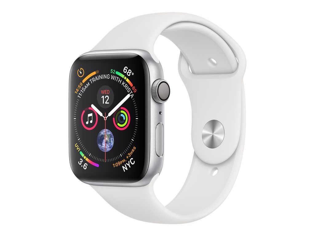 Apple Watch Series 4 (GPS) 44 mm - Boîtier aluminium argenté avec bracelet sport blanc 140-210 mm