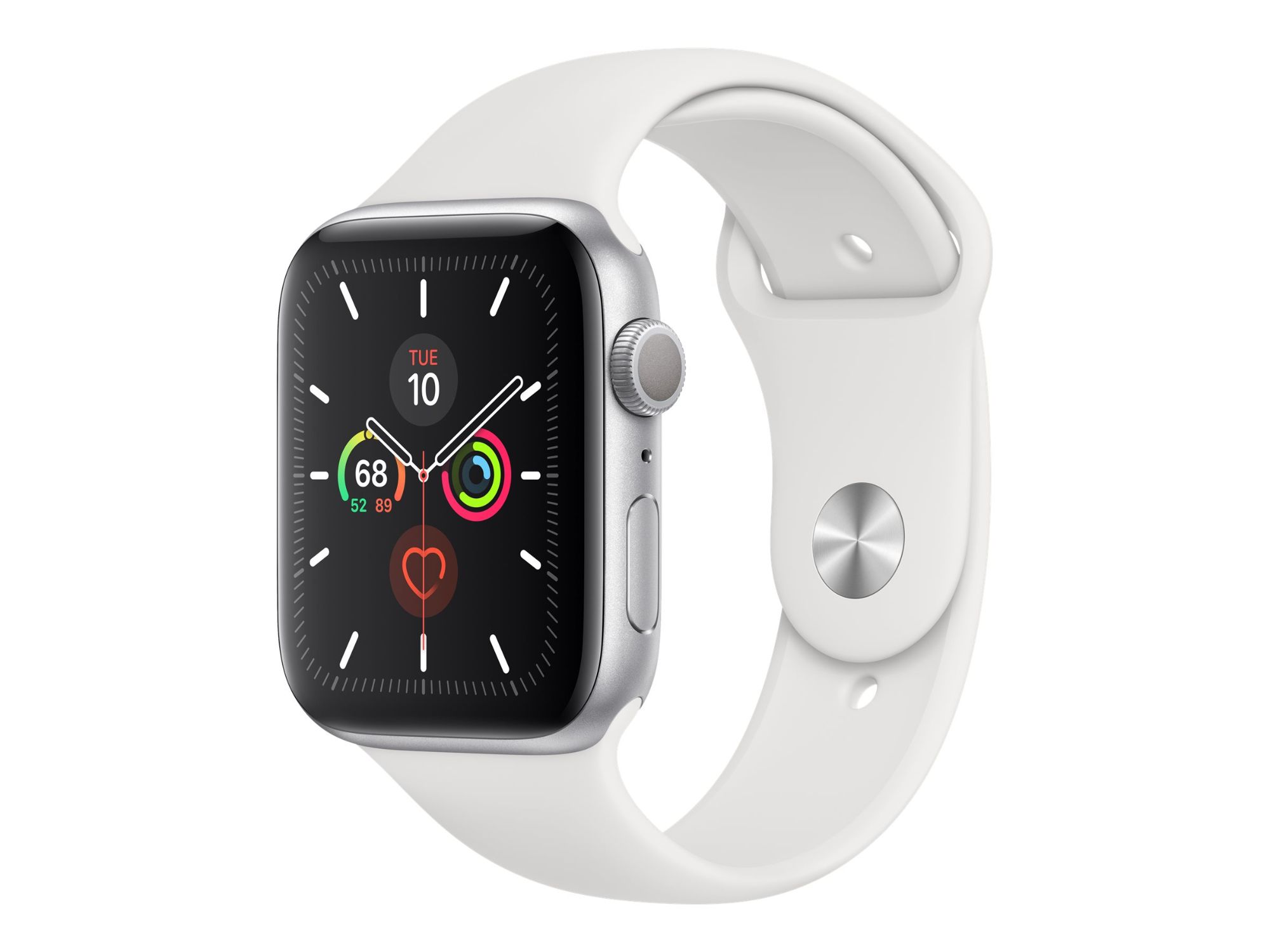 Apple Watch Series 5 (GPS) - Boîtier 44 mm aluminium argenté avec bracelet sport blanc