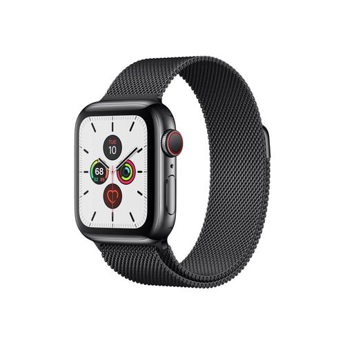 Apple Watch Series 5 (Gps + Cellular, 40 Mm) Boîtier En Acier Inoxydable Noir Sidéral - Bracelet Milanais Noir Sidéral
