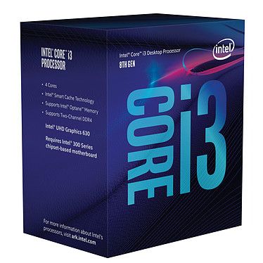 Intel Core i3 8100 - 3.6 GHz - 4 coeurs - 4 filetages - 6 Mo cache - LGA1151 Socket - OEM