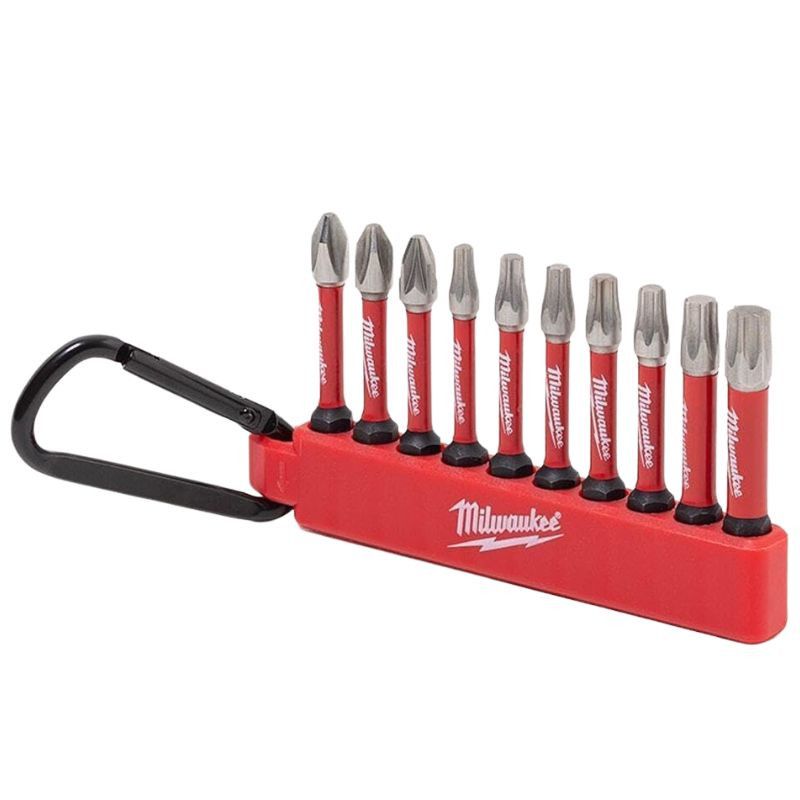 Milwaukee Shockwave Jeu De 10 Embouts Mousqueton PH2 PZ2 T15 T20 T25 T30 T40 - vue 2