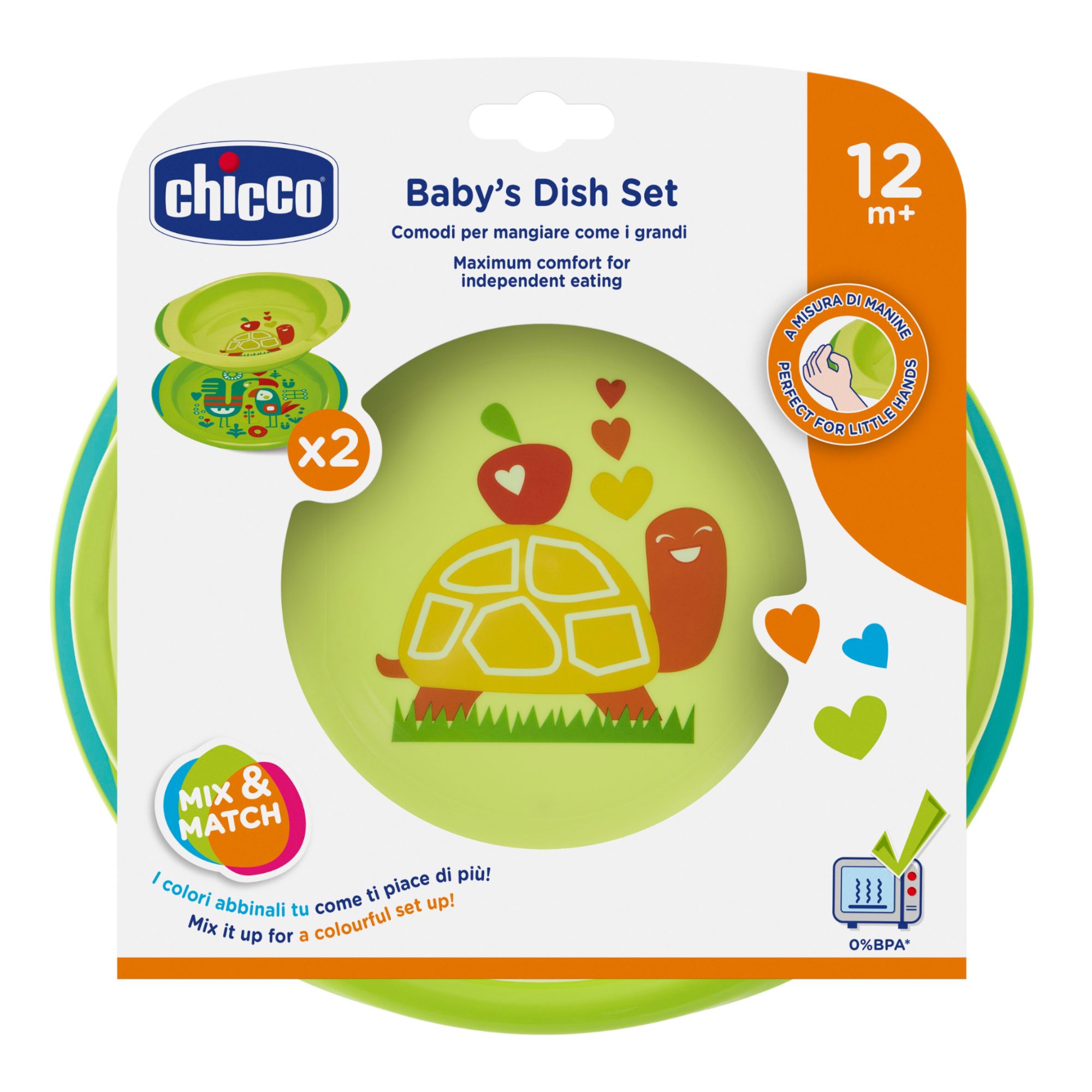 Chicco - Ensemble Assiettes Plate & Creuse Décorées - Vert
