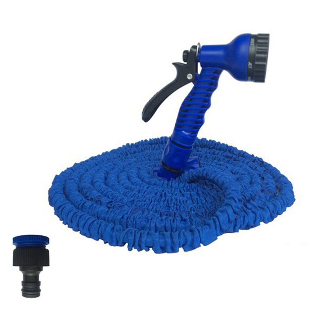 Tuyau d'arrosage flexible Tuyaux extensible magique Tuyau en plastique tuyau d'eau avec Pistolet de lavage de voiture pulvérisation + bleu + 75FT*22.5m