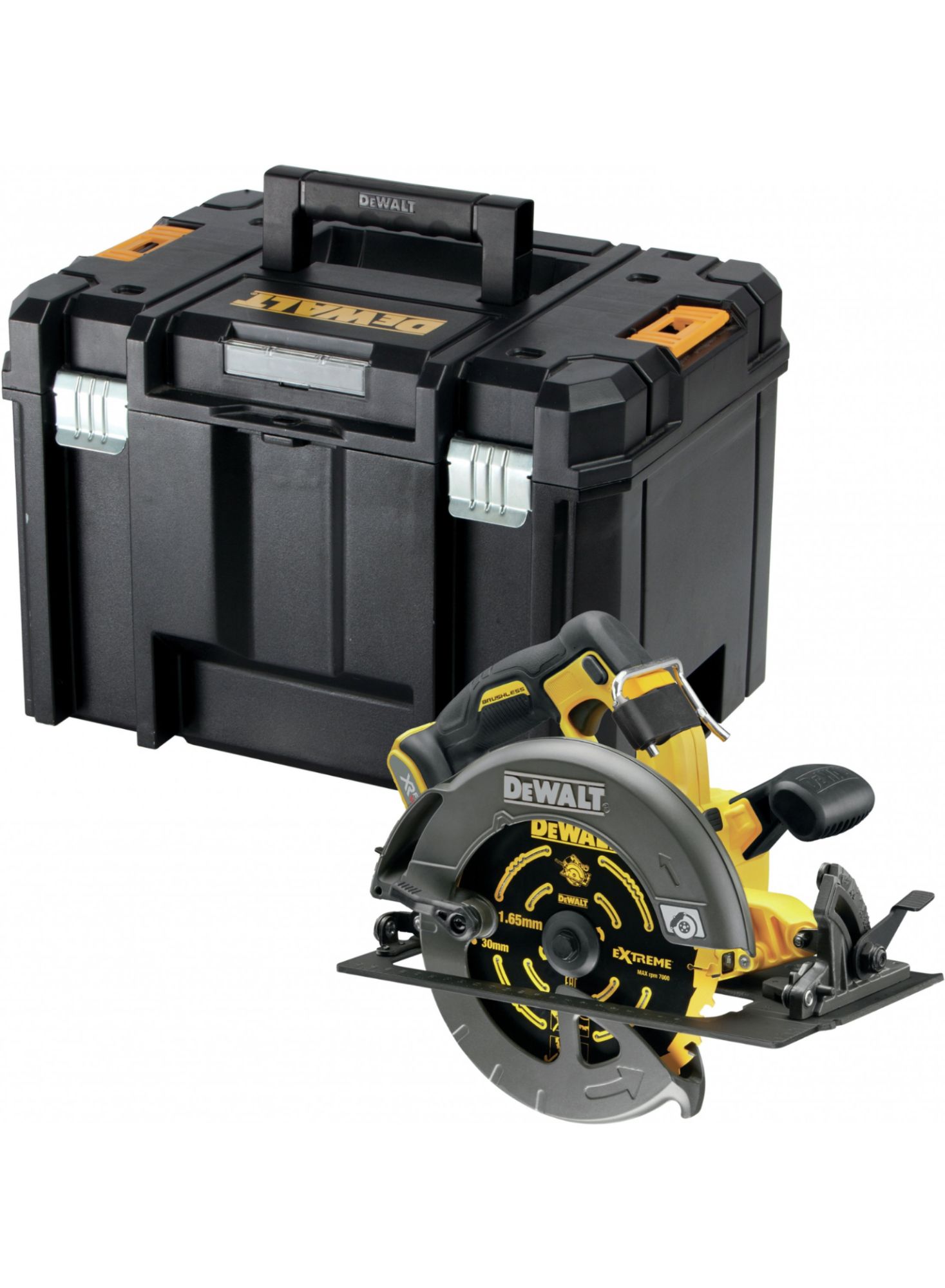 Scie circulaire 2.0 XR FLEXVOLT 54V 2Ah Li Ion Brushless DEWALT 190mm sans batterie coffret TSTAK DCS578NT XJ