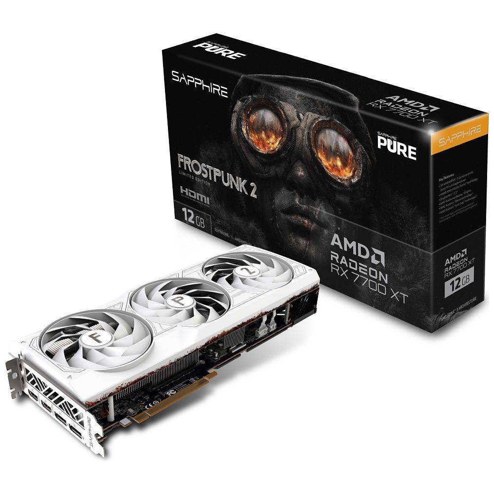 Sapphire PURE Radeon RX 7700 XT Frostpunk 2 Edition AMD 12 Go GDDR6 Neuf - vue 4