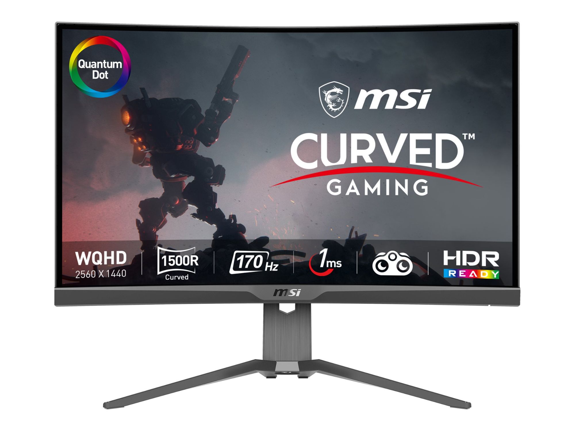 MSI MAG 275CQRF-QD - Écran LED - jeux - 27 - 2560 x 1440 WQHD @ 170 Hz - VA - 300 cd/m² - 4000:1 - 1 ms - 2xHDMI, DisplayPort, USB-C