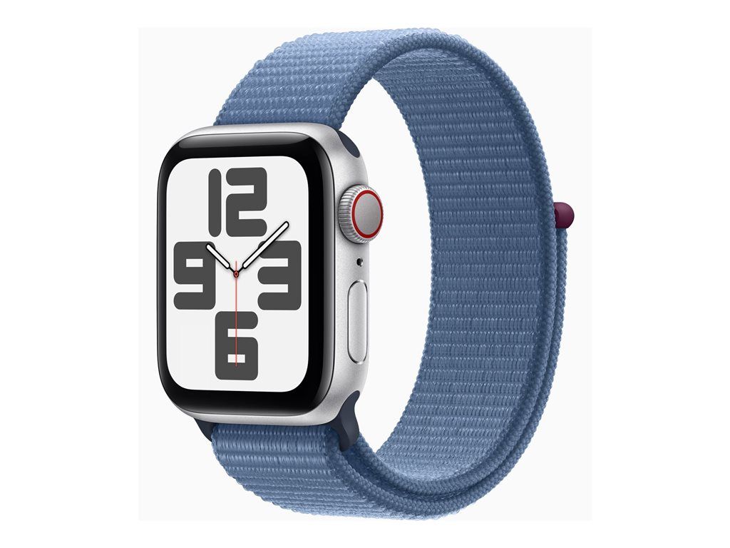 Apple Watch SE (GPS + Cellular) - 2e génération - 40 mm - aluminium argenté - Montre connectée avec bracelet sport - textile - bleu hiver - taille du poignet : 130-200 mm - 32 Go - Wi-Fi, LTE...