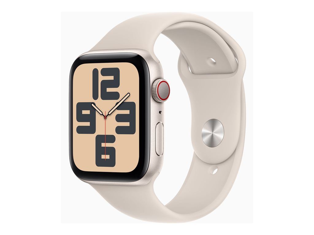 Apple Watch Se (Gps + Cellular) - 2e Génération - 44 Mm - Aluminium Droit - Montre Connectée Avec Bracelet Sport - Fluoroélastomère - Droit - Taille Du Bracelet : S/M - 32 Go - Lte, Wi-Fi...