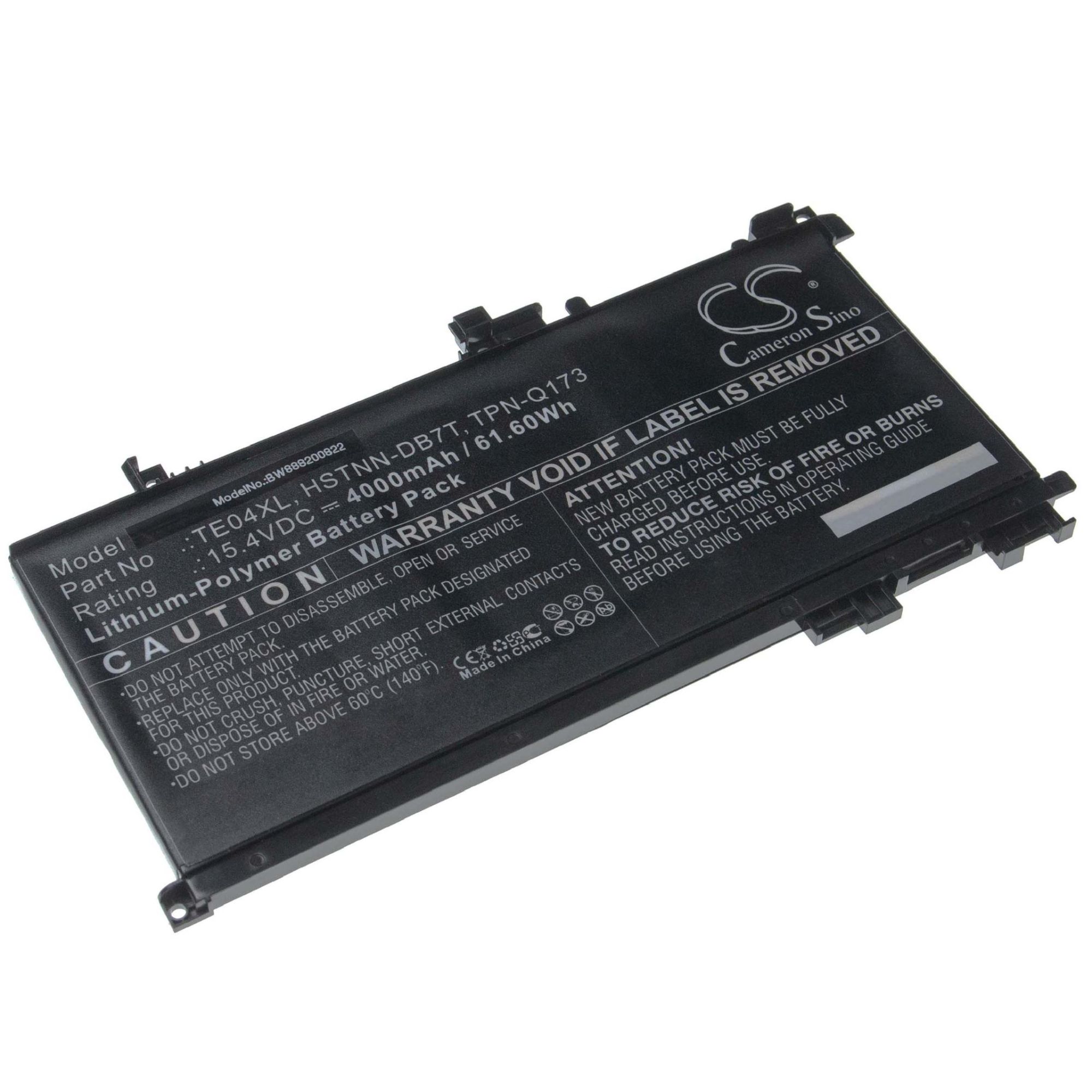 vhbw Batterie compatible avec HP Omen 15-AX231TX, 15-AX232UR, 15-AX233NZ, 15-AX233TX ordinateur portable Notebook (4000mAh, 15,4V, Li-polymère)