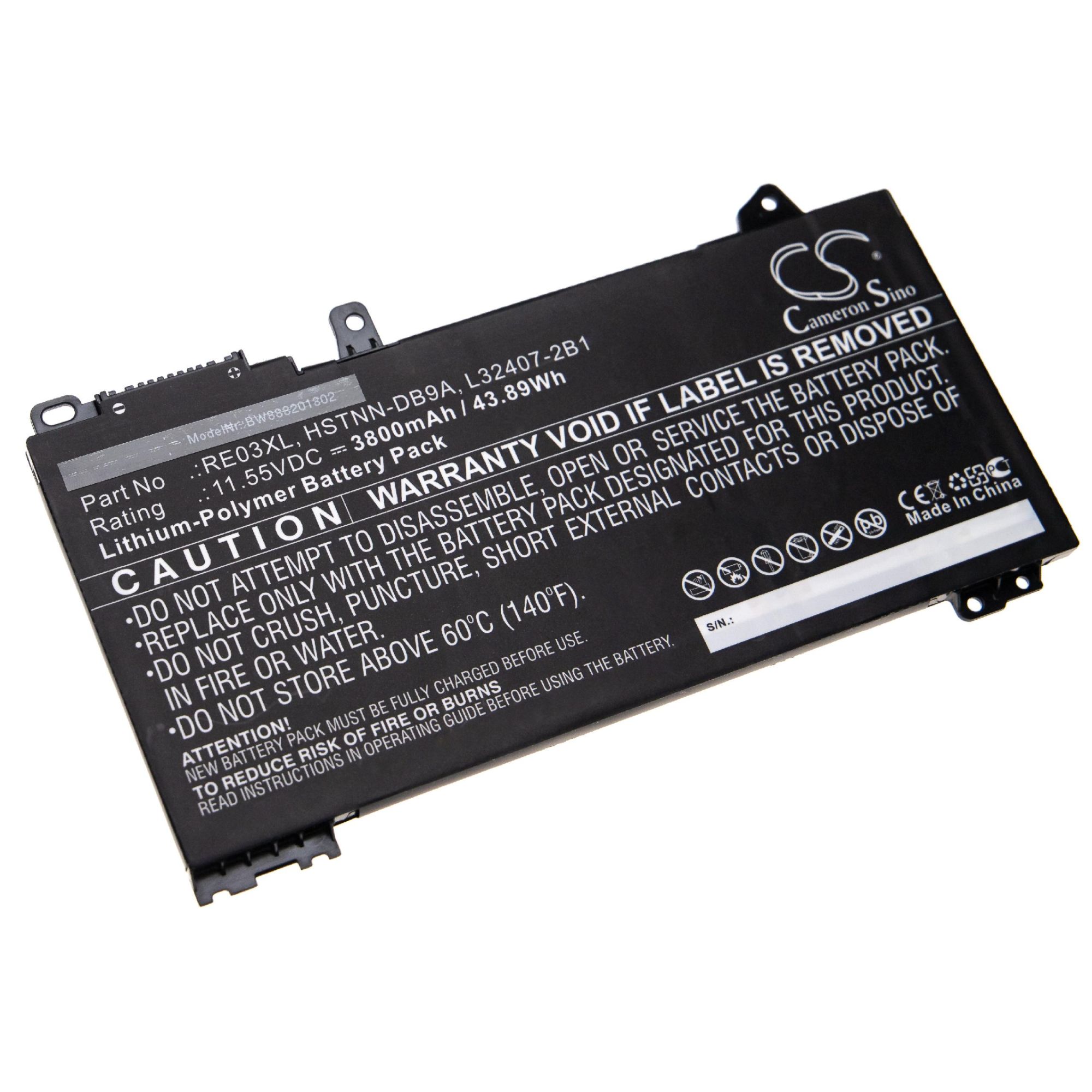 vhbw Batterie compatible avec HP ProBook 450 G6, 450 G6(5TJ97EA), 450 G6(5TJ99EA), 450 G7, 455R G6 laptop (3800mAh, 11.55V, Li-polymère)