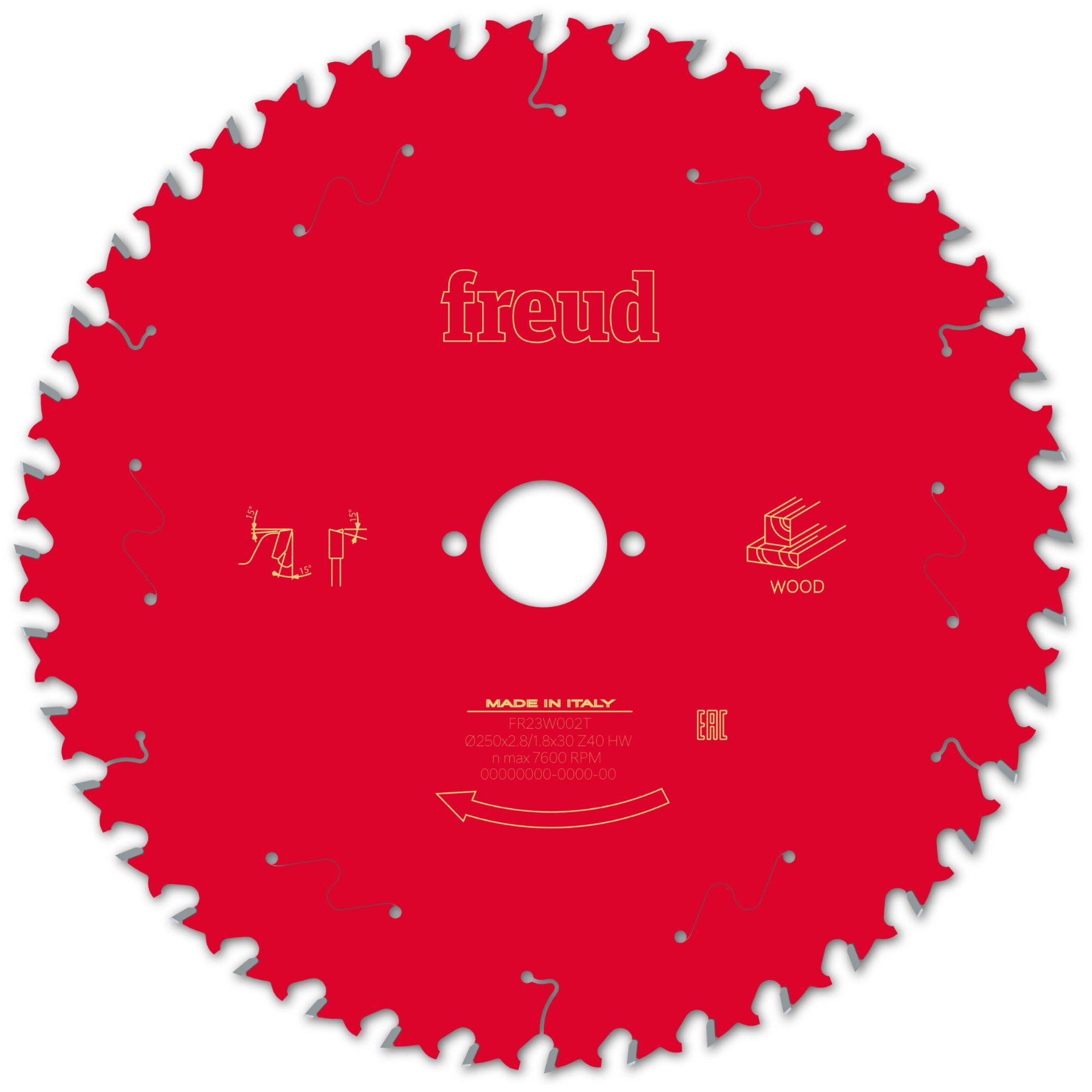 Lame pour scie circulaire portative FREUD Ø250 2 81 8 AL30 Z40 BA 15° F03FS09775 FR23W002T