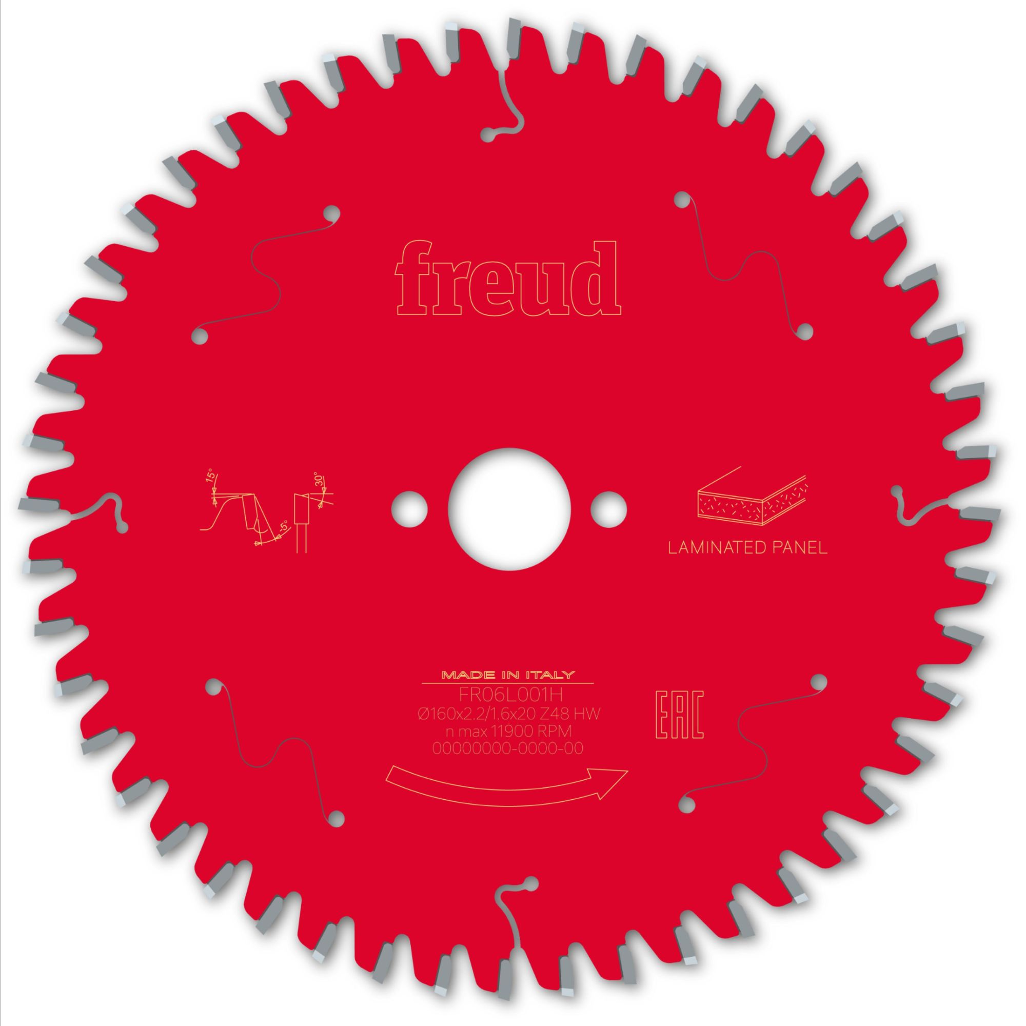 Lame pour scie circulaire portative filairesans fil FREUD Ø160 2 21 6 A20 Z48 BA 5° F03FS09798 FR06L001H