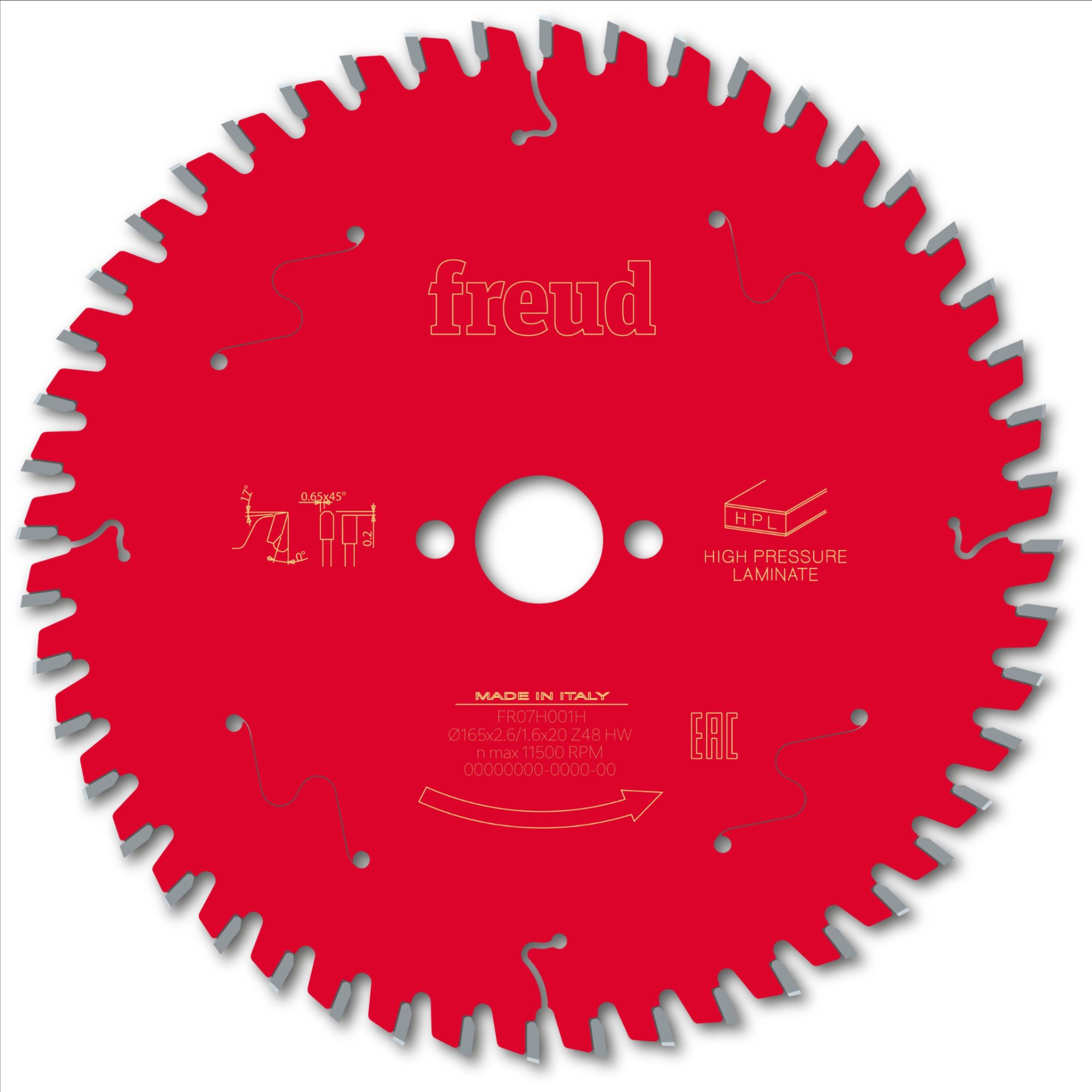 Lame pour scie circulaire portative FREUD Ø165 2 61 6 AL20 Z48 TP 0° F03FS09866 FR07H001H