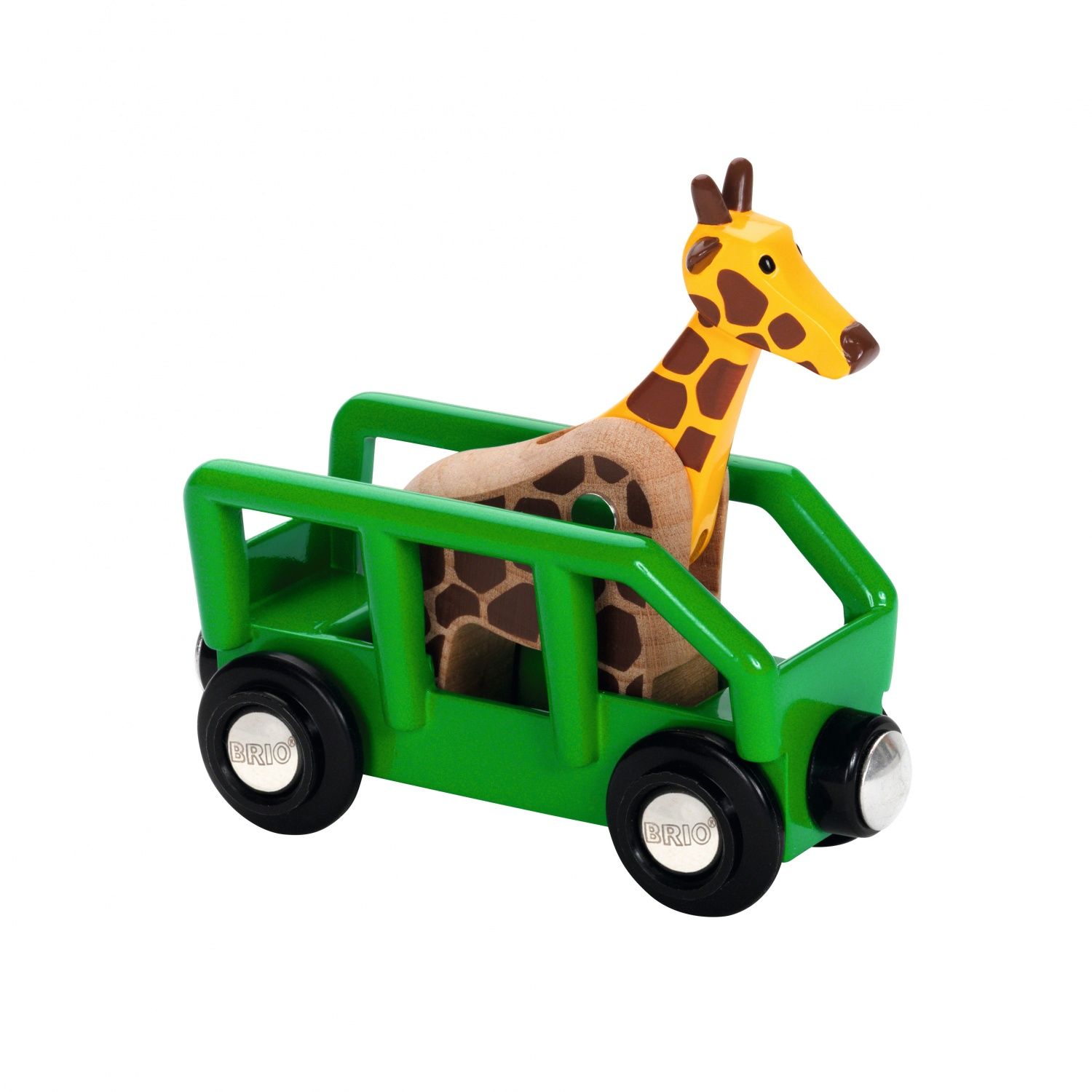 BRIO World 33724 Wagon Girafe Accessoire pour circuit de train en bois Avec connexions aimantées Thème safari Jouet pour garçons et filles dès