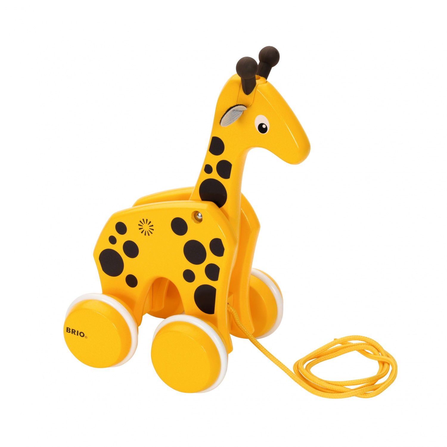 BRIO 30200 Girafe à tirer Jouet à tirer en bois certifié FSC Jouet d'éveil premier age Stimule la marche Roues silencieuses A partir de