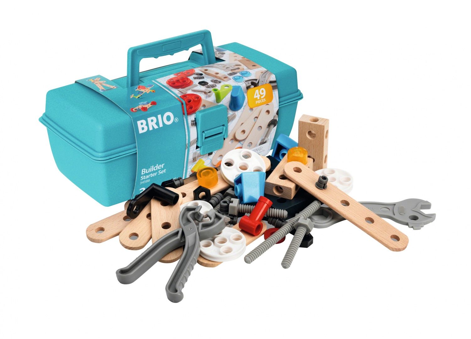 BRIO Builder 34586 Boite à Outils Builder 49 Pièces Jeu de construction STEM Inclus : boite à outil Sans pile Pour les garcons et les filles à partir de