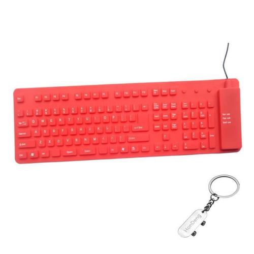 Clavier Flexible Usb Keyboard Au Design Ultra Moderne, Pratique Et Astucieux, Compatible Avec Windows 7, Vista, Xp / Mac, Rouge.
