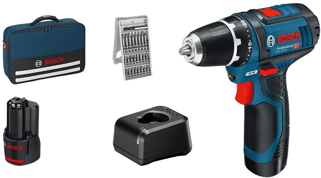 Perceuse visseuse sans fil GSR12V 15 2x2Ah + 25 accessoires 060186810H BOSCH