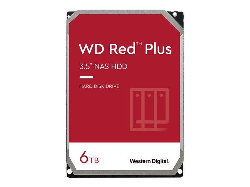 WD Red Plus WD60EFRX - Disque dur - 6 To - interne - 3.5" - SATA 6Gb/s - mémoire tampon : 64 Mo - pour My Cloud EX2; EX4; PR2100; PR4100