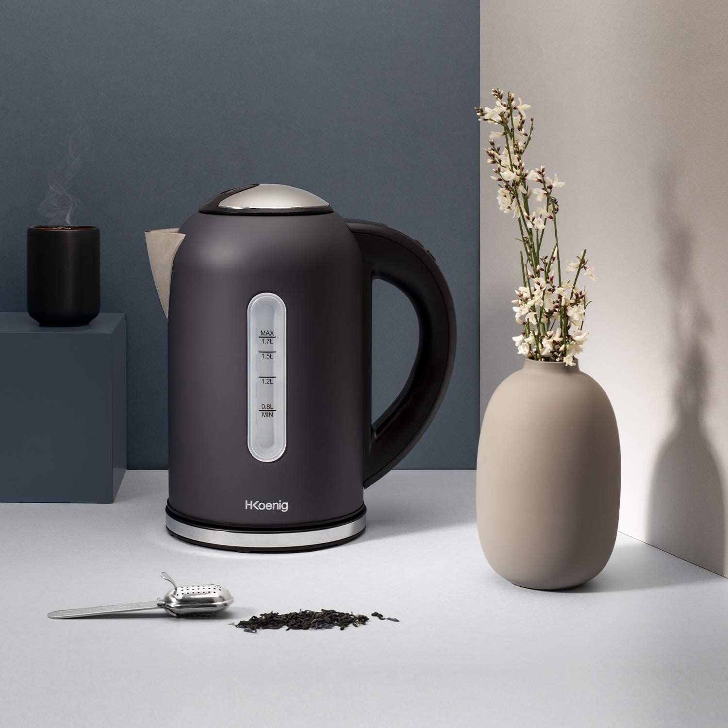 Bouilloire Électrique De 1,7l Sans Fil 2200w Noir Gris