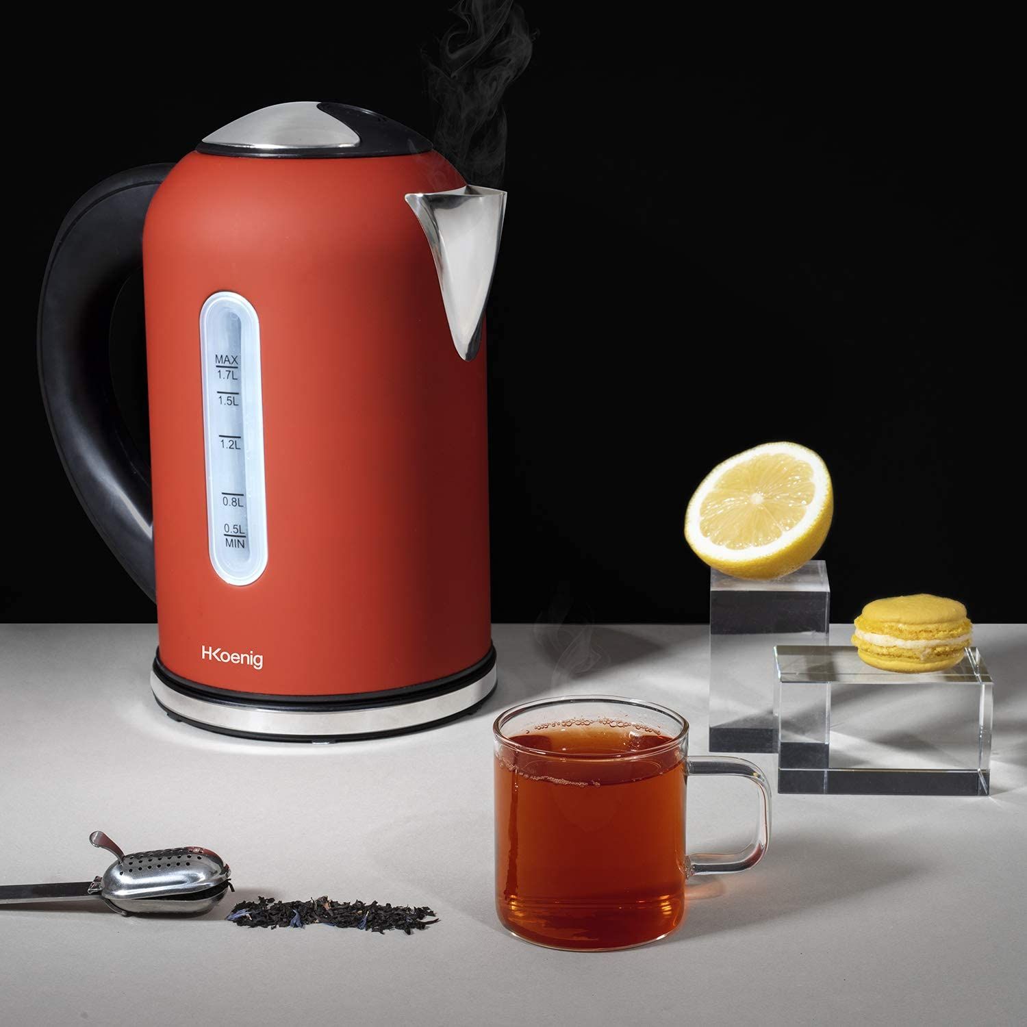 Bouilloire Électrique De 1,7l Sans Fil 2200w Noir Gris Rouge