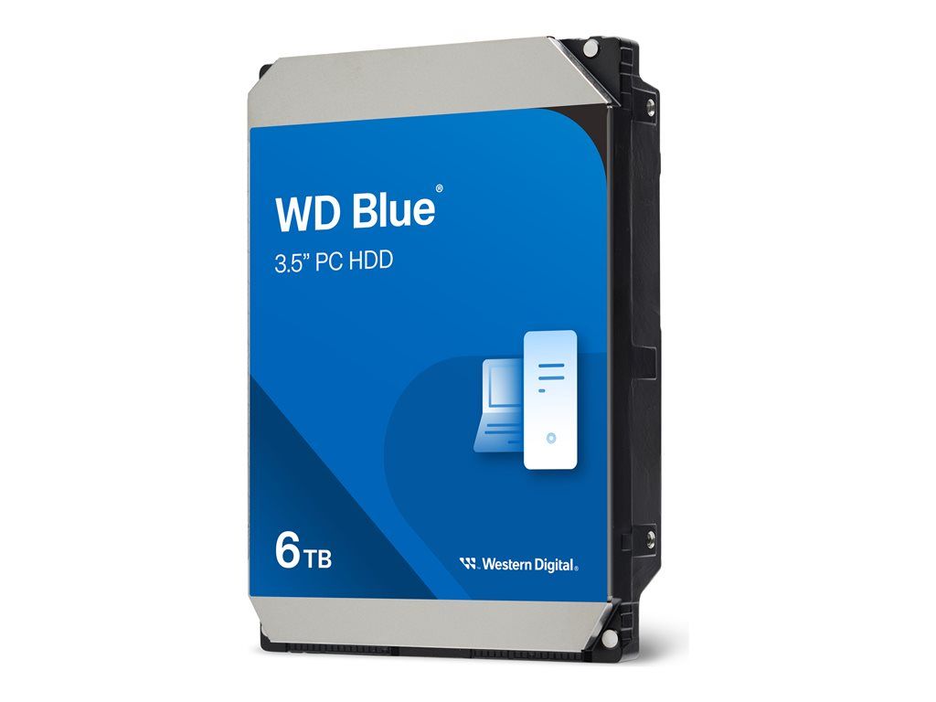 WD Blue WD60EZAX - Disque dur - 6 To - interne - 3.5 - SATA 6Gb/s - 5400 tours/min - mémoire tampon : 256 Mo