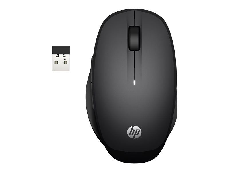 HP Dual Mode - Souris - ergonomique - sans fil - Bluetooth, 2.4 GHz - récepteur sans fil USB - noir - pour HP 21, 22, 24, 27; Pavilion 24, 27, 32, TP01