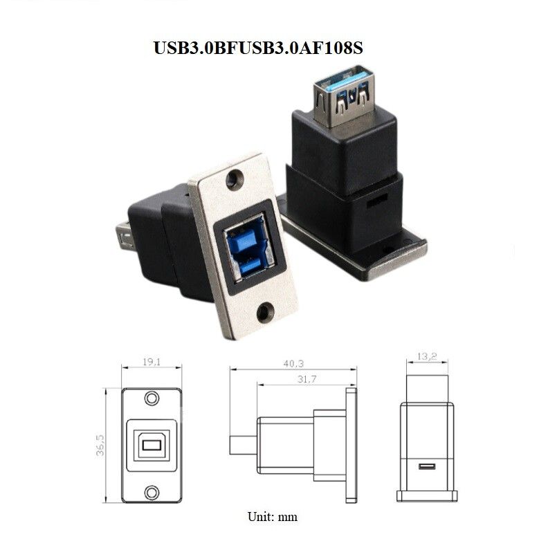 Montage sur panneau ¿ vis rectangulaire en alliage de zinc,adaptateur de connecteur compatible HDMI,usb3.0,usb2.0,rj45,cat6,cat6a,procureur c,type c - Type USB3108S