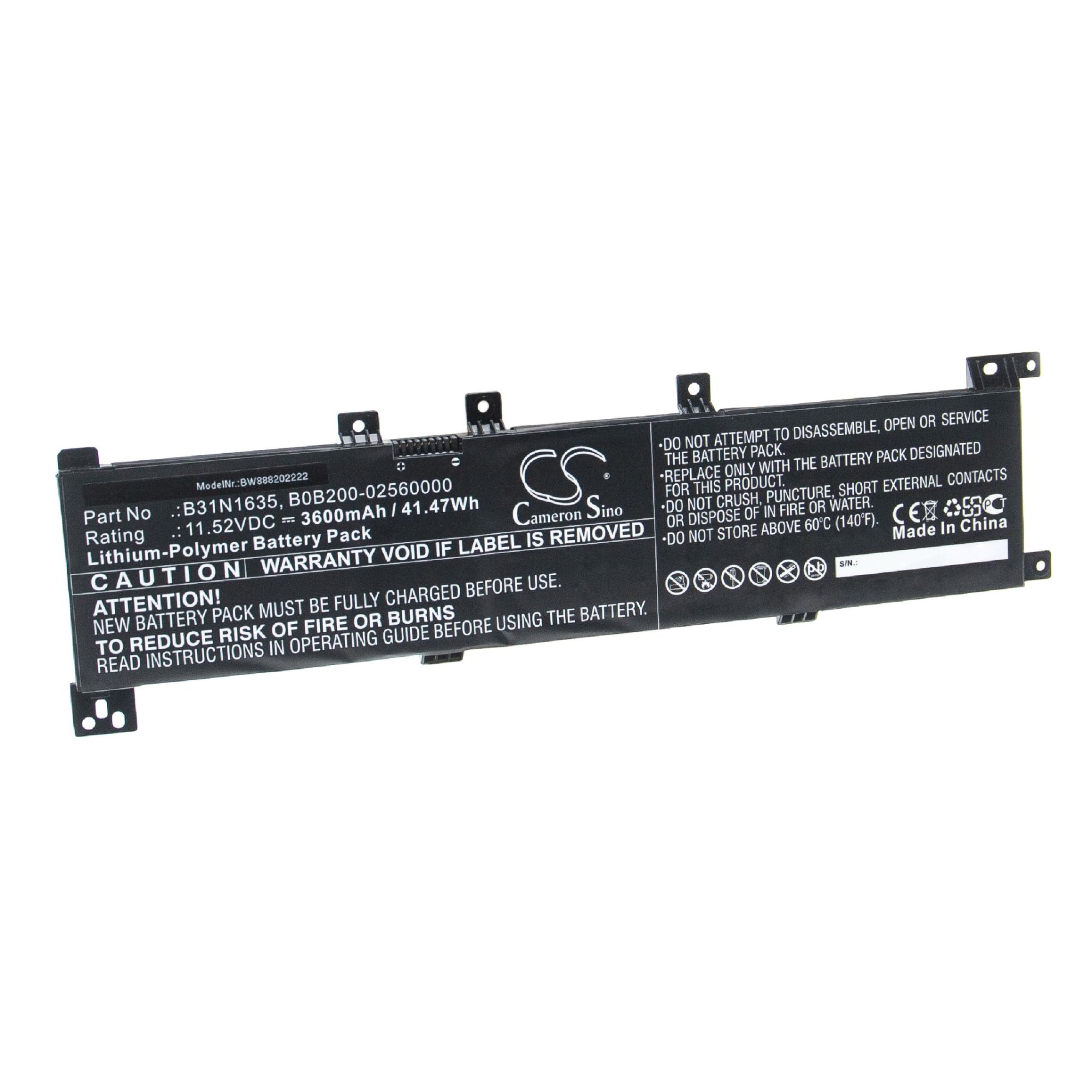 vhbw Batterie compatible avec Asus VivoBook Pro 17 N705UQ-BX189T, Pro 17 N705UQ-GC064T ordinateur portable Notebook (3600mAh, 11.52V, Li-polymère)