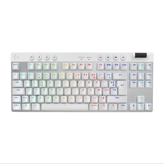 Logitech G PRO X TKL - Clavier - backlit - sans fil - 2.4 GHz, Bluetooth - AZERTY - Français - commutateur : Tactile - blanc