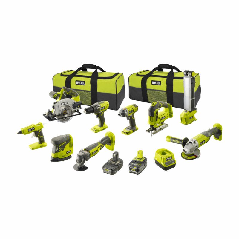 Pack RYOBI Combo 9 Outils 2 Batteries Chargeur R18CK9 252SL Perceuse Scie Meuleuse - vue 2