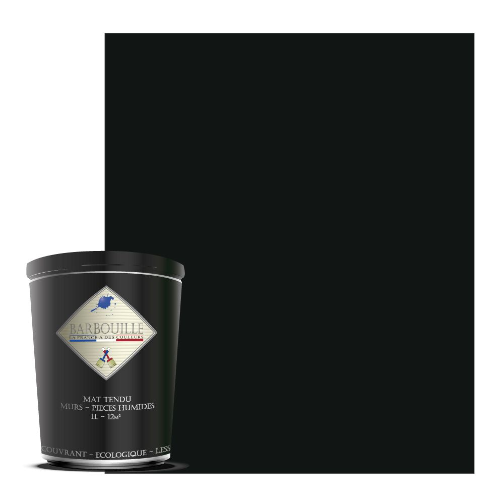 Peinture lessivable acrylique mat  murs et plafonds - 1 ltr Gris & Noir - Maléficio