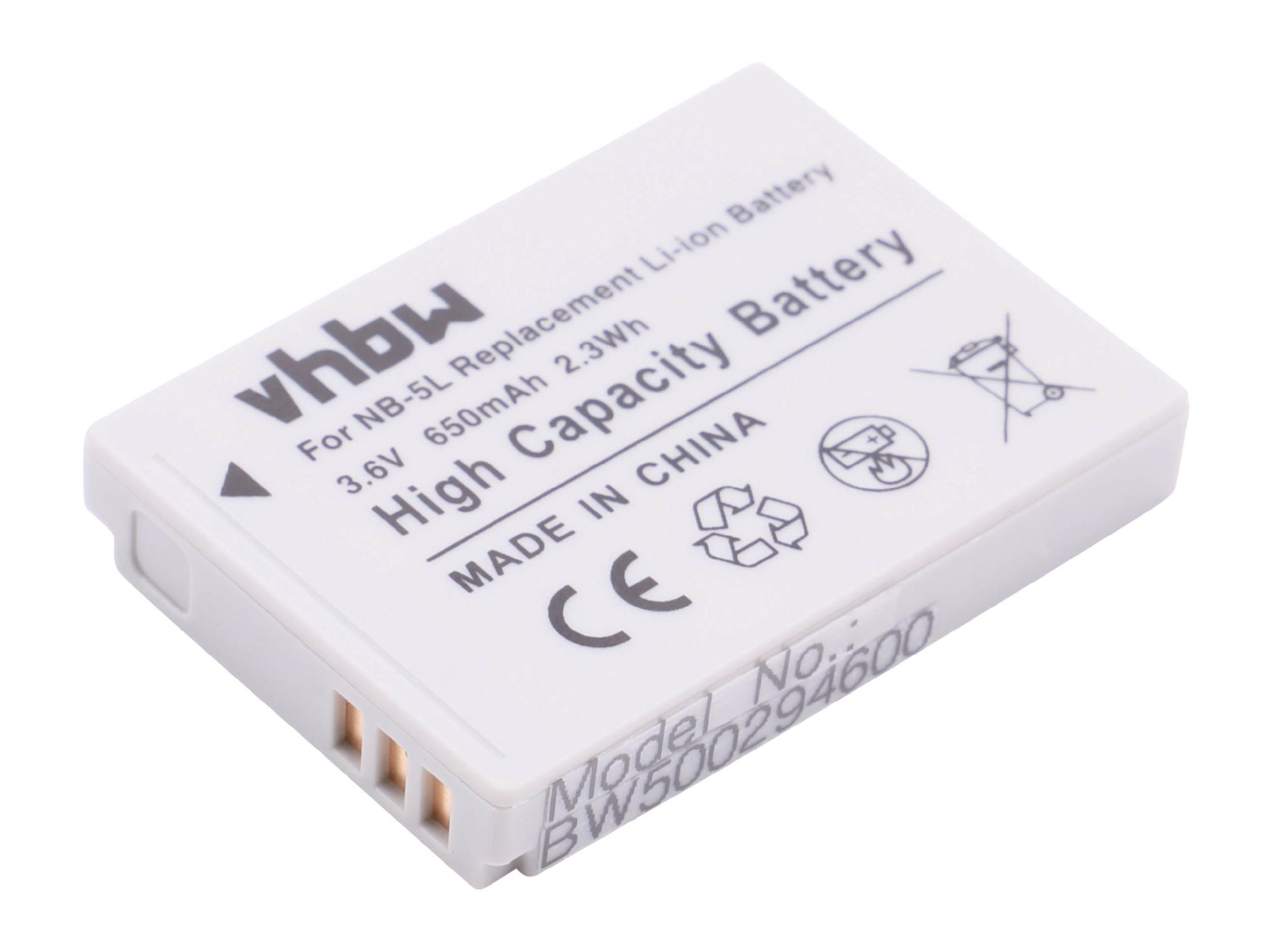 vhbw Batterie remplacement pour Canon NB-5L pour appareil photo reflex (650mAh, 3,6V, Li-ion)