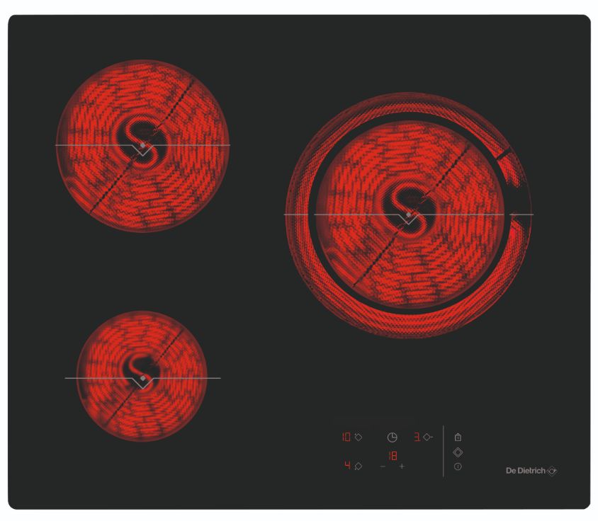 De Dietrich DPV7550B Vitrocéramique 3 plaques de cuisson Niche largeur : 56 cm profondeur : 49 cm sans cadre