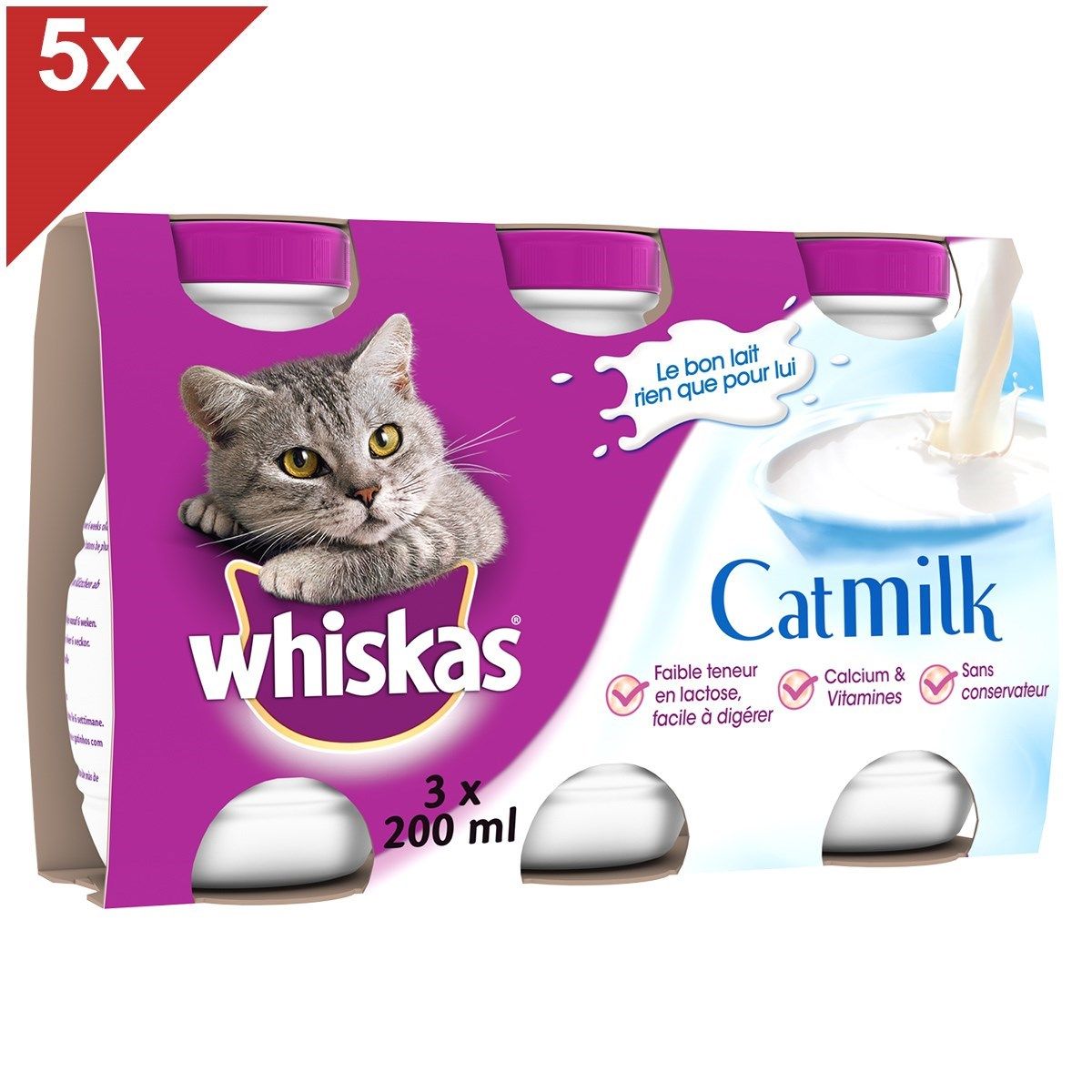 Comparer les prix de Whiskas Lait Pour Chat Bouteille 200ml (5x3)