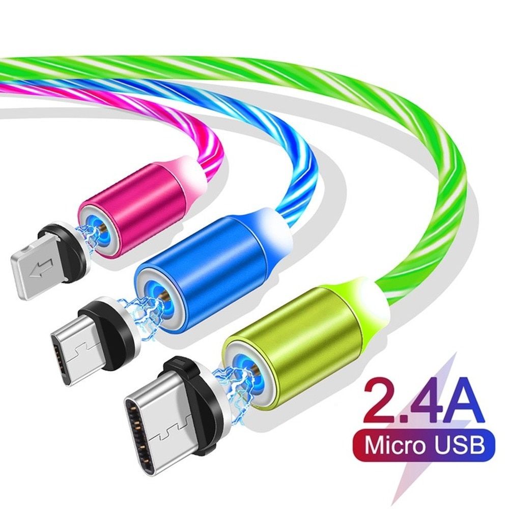 Rouge pour l'iphone 1m Câble Micro USB / type C / éclairage 8 broches LED AVEC verser la reCharge rapide