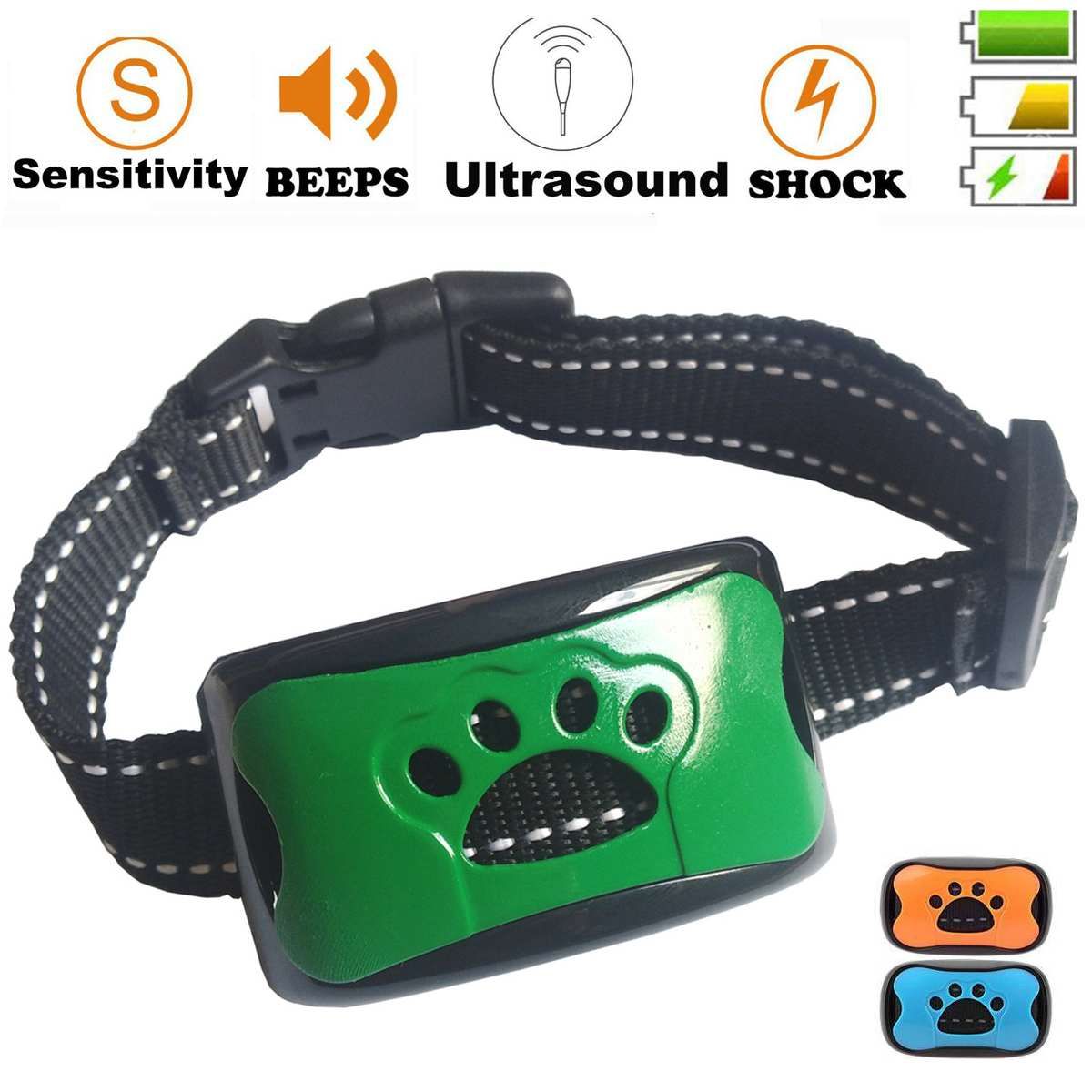 Taille Orange Collier Anti-Aboiement Pour Chien, Dispositif Étanche, Rechargeable, Réglable, 7 Niveaux De Sensibilité, Accessoire D'entraînement