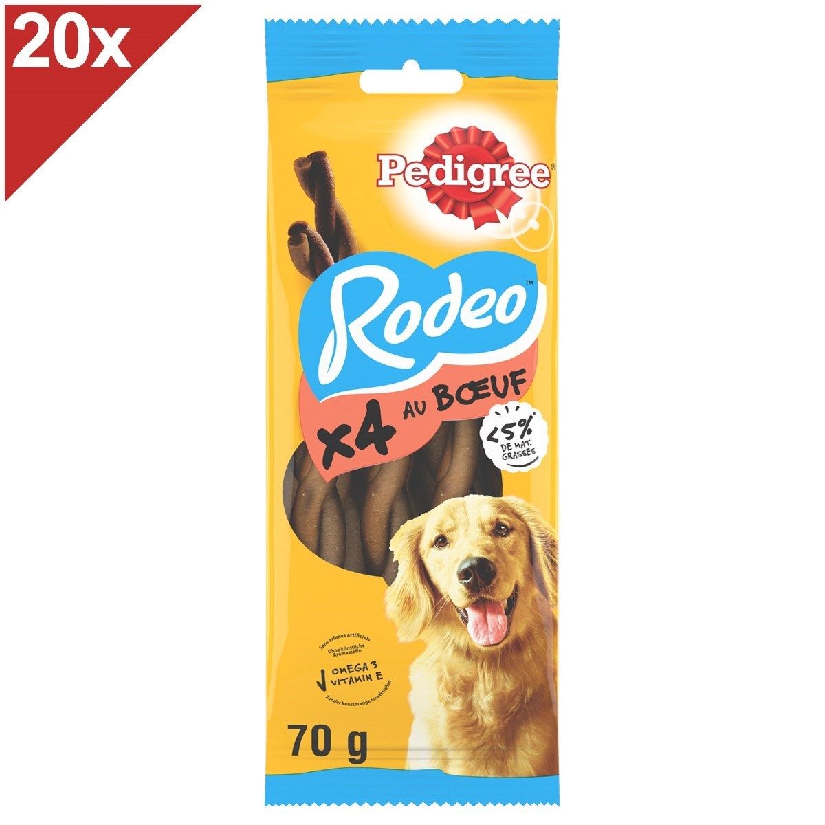 Pedigree Rodeo Récompenses Au Boeuf Pour Chien 80 Friandises (20x4)