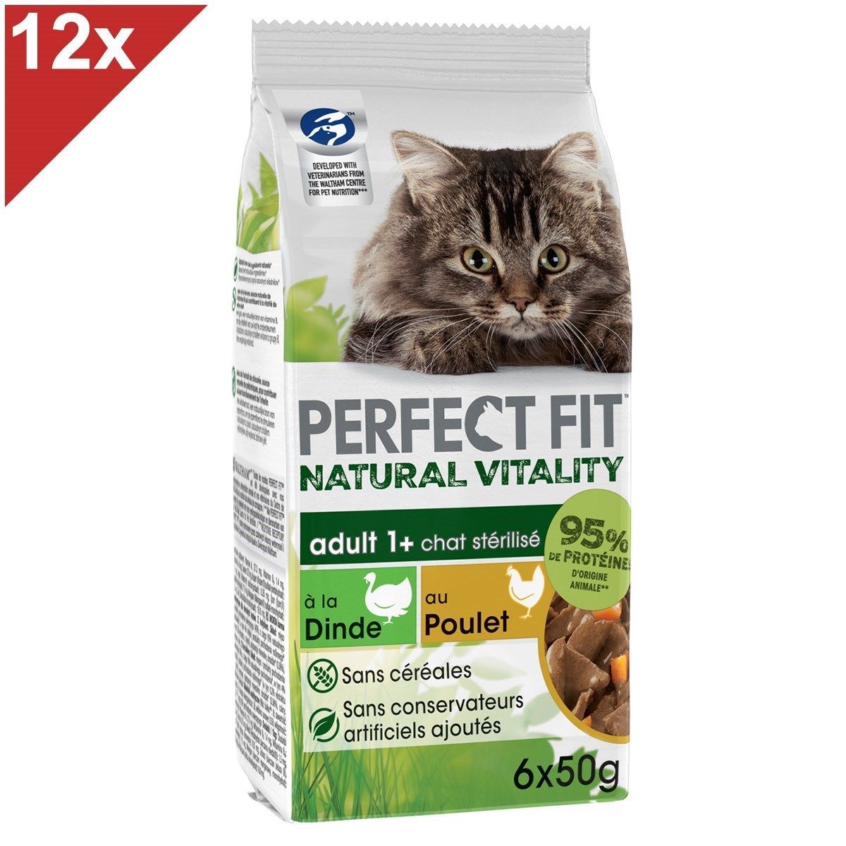 Perfect Fit Natural Vitality 72 Sachets Fraîcheur Poulet Dinde Chat 50g (12x6)