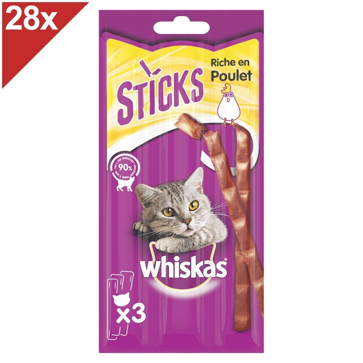 Meilleurs prix pour Whiskas Friandises Au Poulet Pour Chat 84 Sticks (28x3)