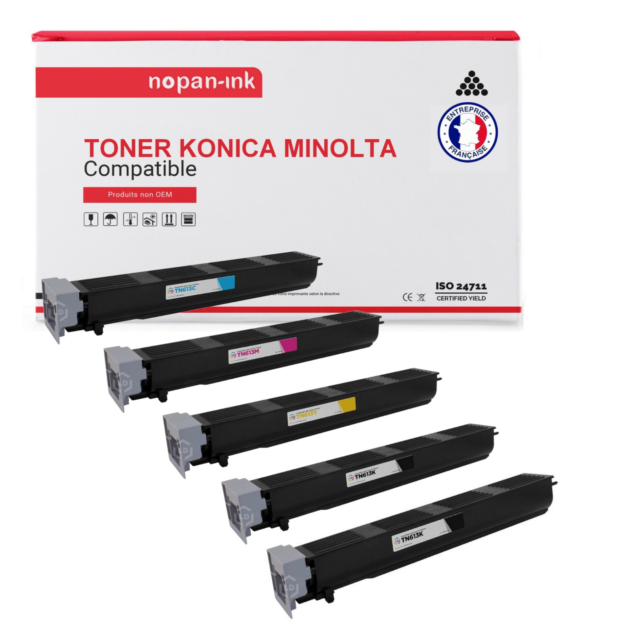 NOPAN-INK - Toner x5 TN-613 (TN613) Noir (x2) + Cyan + Magenta + Jaune compatible pour Konica Minolta Bizhub C552 C552 DS C