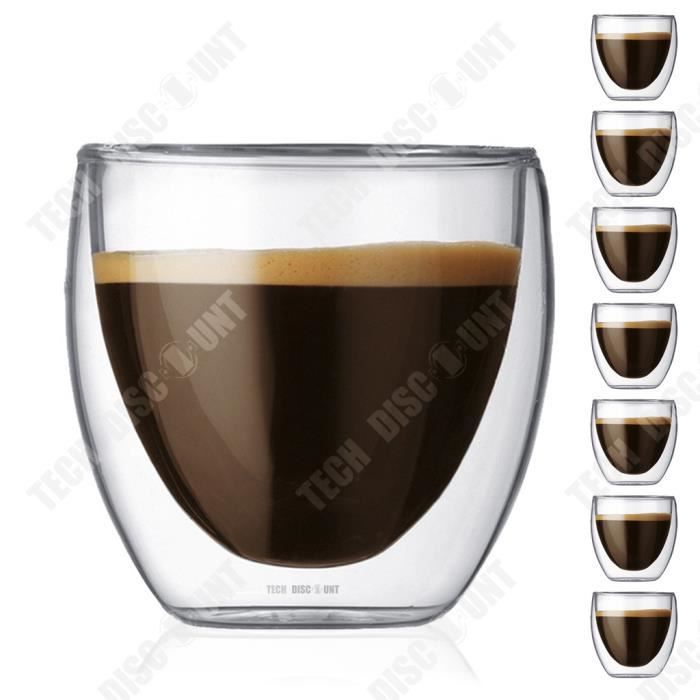 Td® Coffret De 8 Tasse À CaféExpressoEspresso En Verre 80ml SetTasses À Café Double Paroi Tasse Expresso Originale. - vue 2