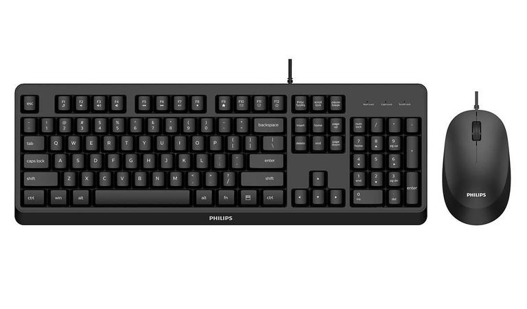 Philips 2000 series SPT6207BL34 tastiera Mouse incluso USB QWERTY Inglese Nero