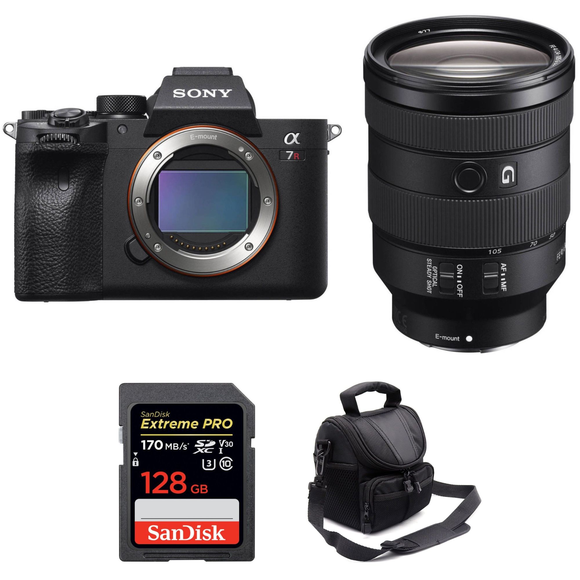 Sony ALPHA 7R IV + FE 24 105 mm F4 G OSS + SanDisk Extreme PRO UHS I SDXC 170 MB/ + Sac Garantie