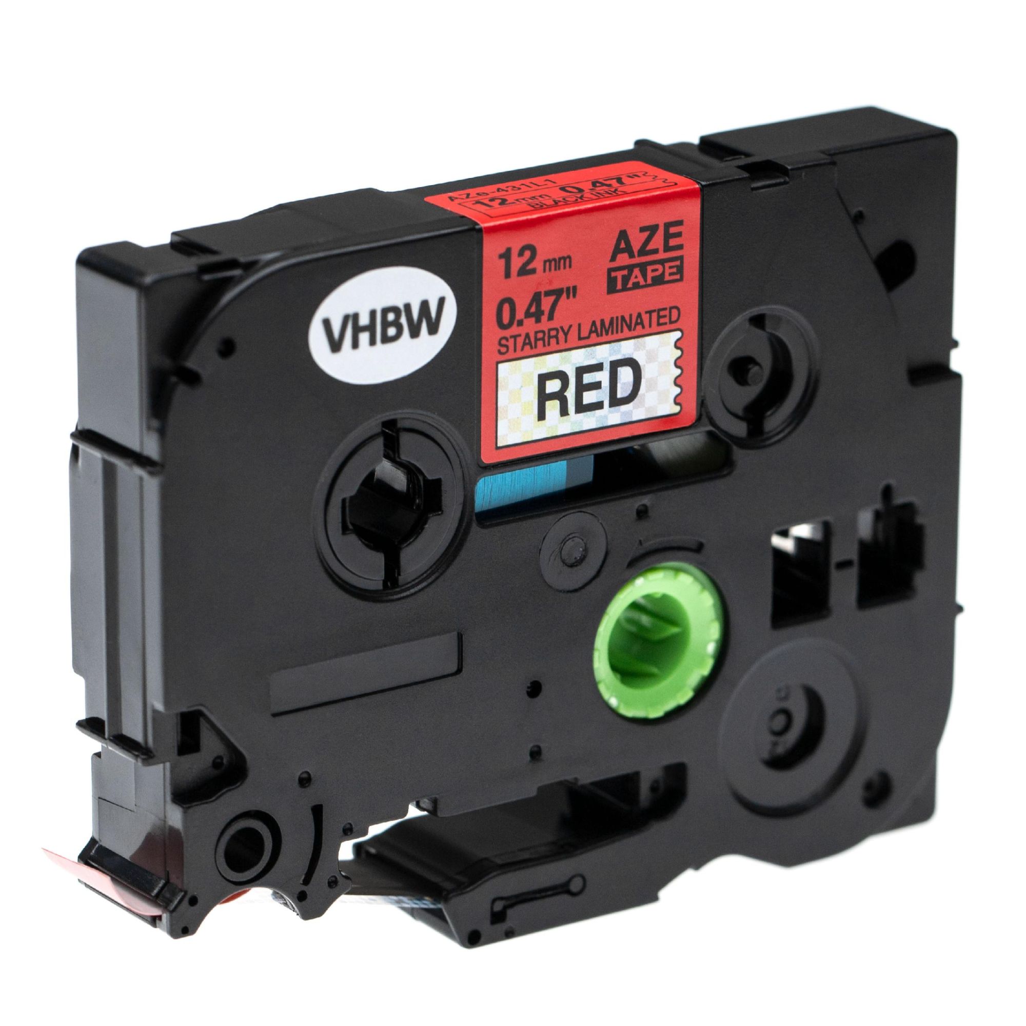 vhbw Ruban compatible avec Brother P-Touch 1010, 1010NB, 1010NB Name Badge Kit imprimante d'étiquettes 12mm Noir sur Rouge (paillettes)