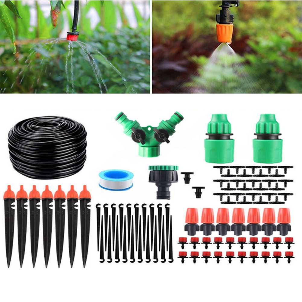 Kit d'arrosage vaporisateur avec goutteur réglable, tuyau d'arrosage 40m 4/7, système d'irrigation goutte à goutte pour jardin 4bo