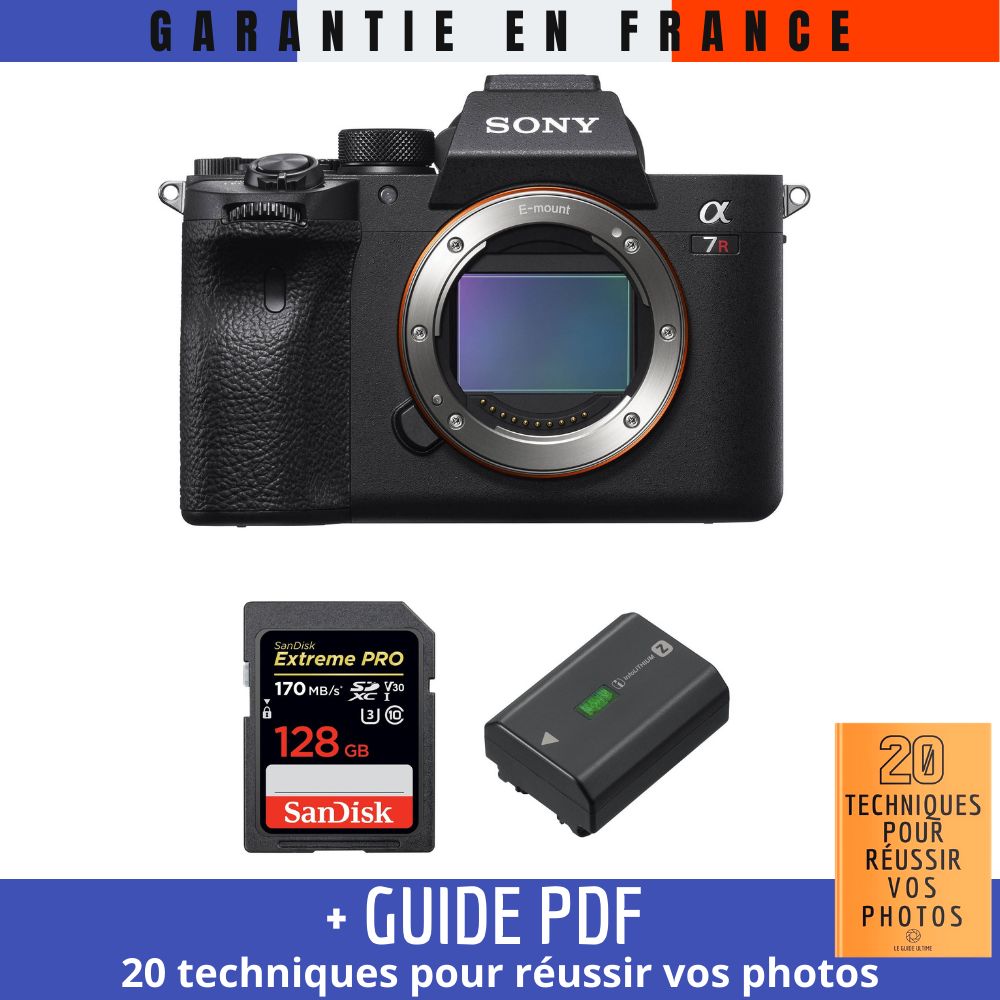 Sony A7R IV Nu + SanDisk UHS I 170 MB/ + Sony NP FZ100 + Guide PDF 20 TECHNIQUES POUR RÉUSSIR VOS PHOTOS