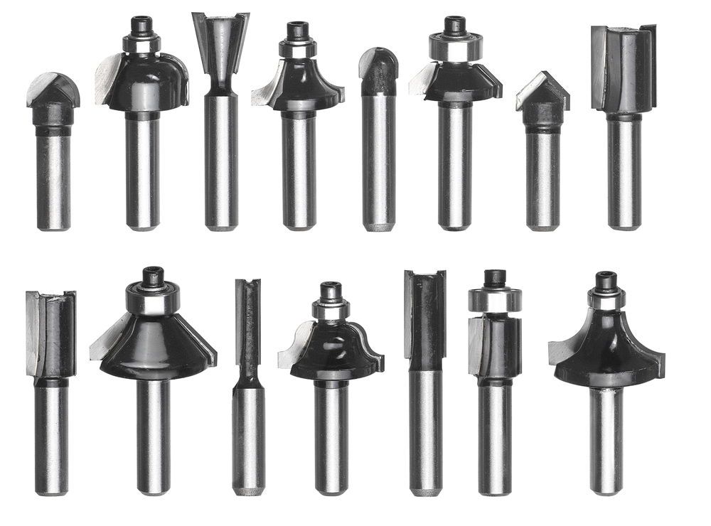 Kwb by Einhell Fraises pour Défonceuses 15 pièces diamètre de tige 8 mm dans un coffret en bois