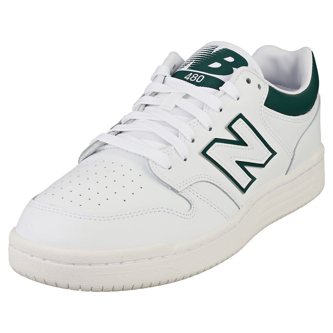 New Balance 480 Homme Baskets Decontractee Blanc Vert - 40 1/2